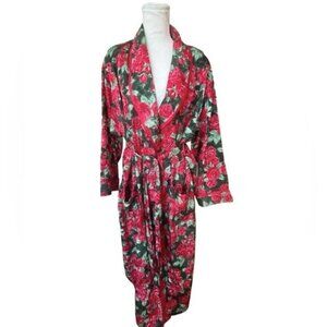 VTG Victoria's Secret Gold Label Maxi Length Floral Rose Print Robe